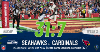 Recap: Regular Season 2026 (Week 2) – Seahawks @ Cardinals
