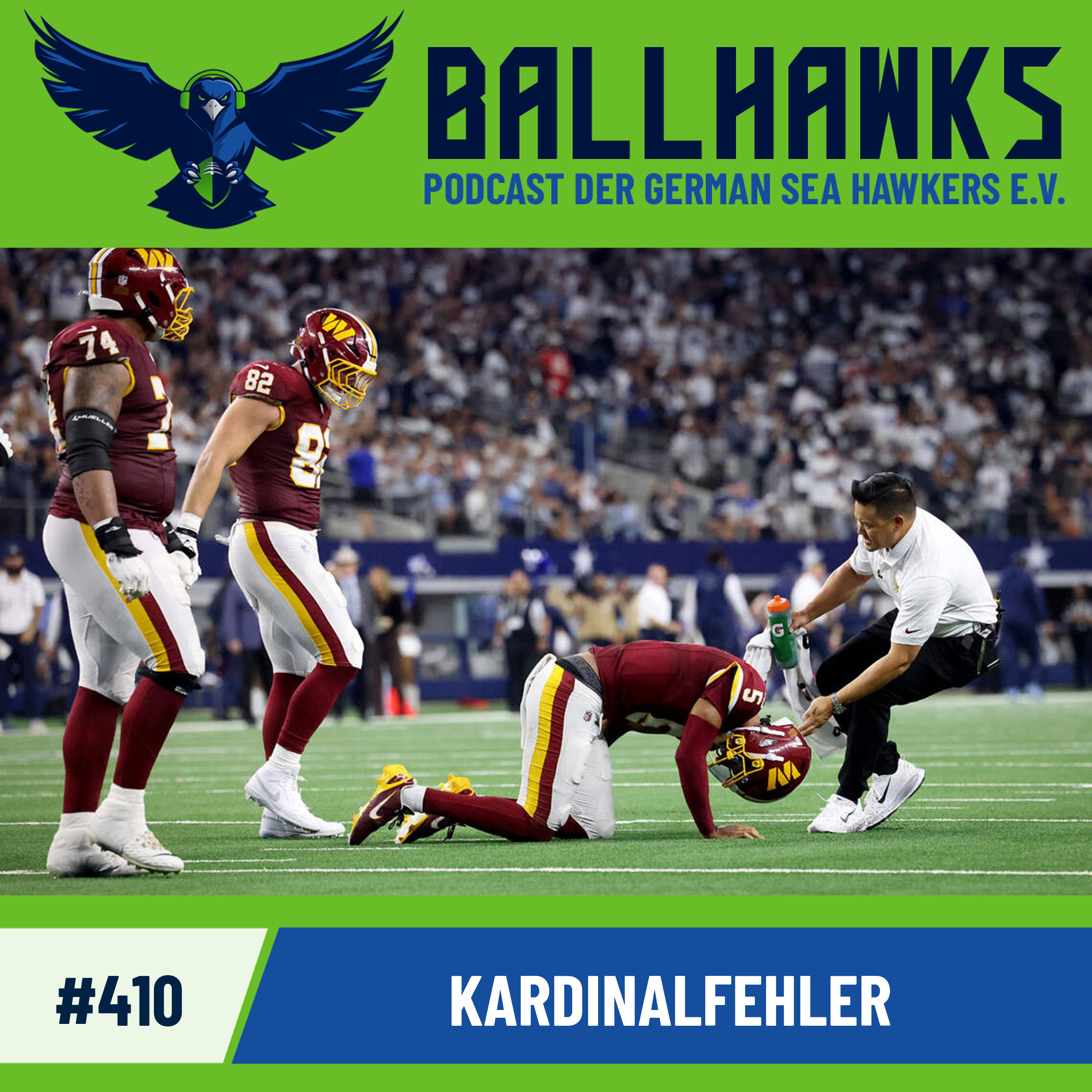 September 20, 2026, Arlington, Texas, US: Washington Commanders quarterback Jayden Daniels falls to the ground after being injured during the final play of the second quarter against the Dallas Cowboys on Sunday, Sept. 20, 2026, at AT&T Stadium in Arlington, Texas. Arlington US - ZUMAm67_ 0867368193st Copyright: xAmandaxMccoyx